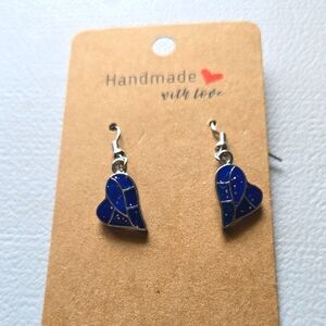 Handmade Blue Heart Earrings N703